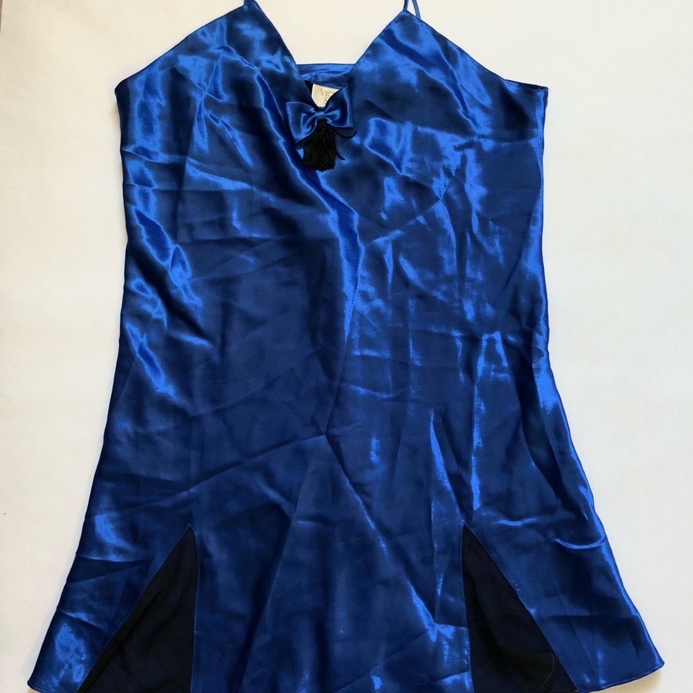 Victoria’s Secret Night Slip Blue/Black VTG Med